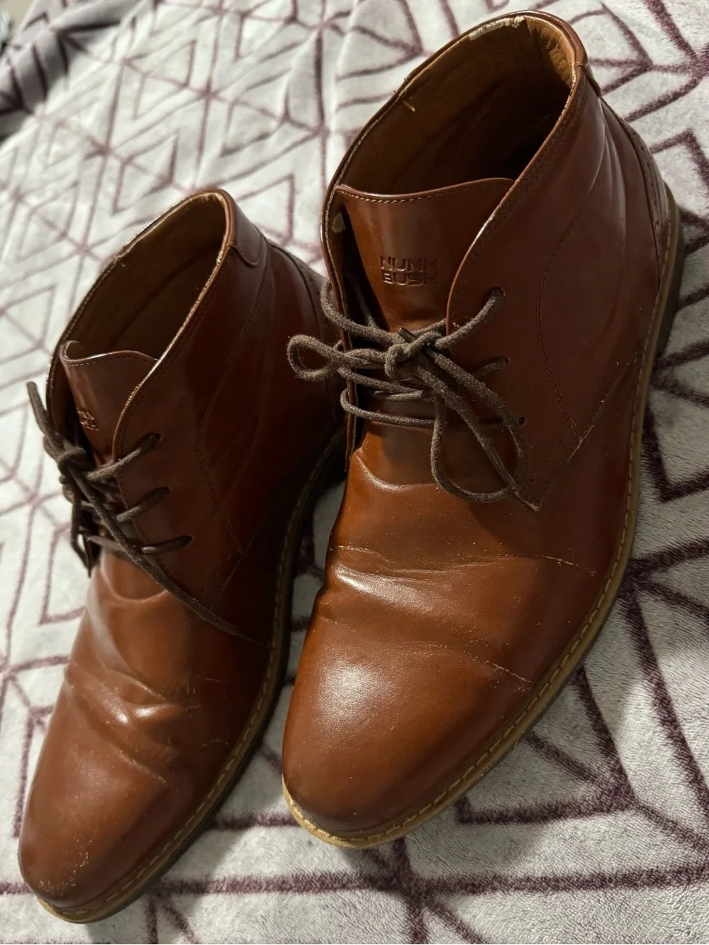 Nunn Bush Chestnut Brown Leather-like Chukka Boots